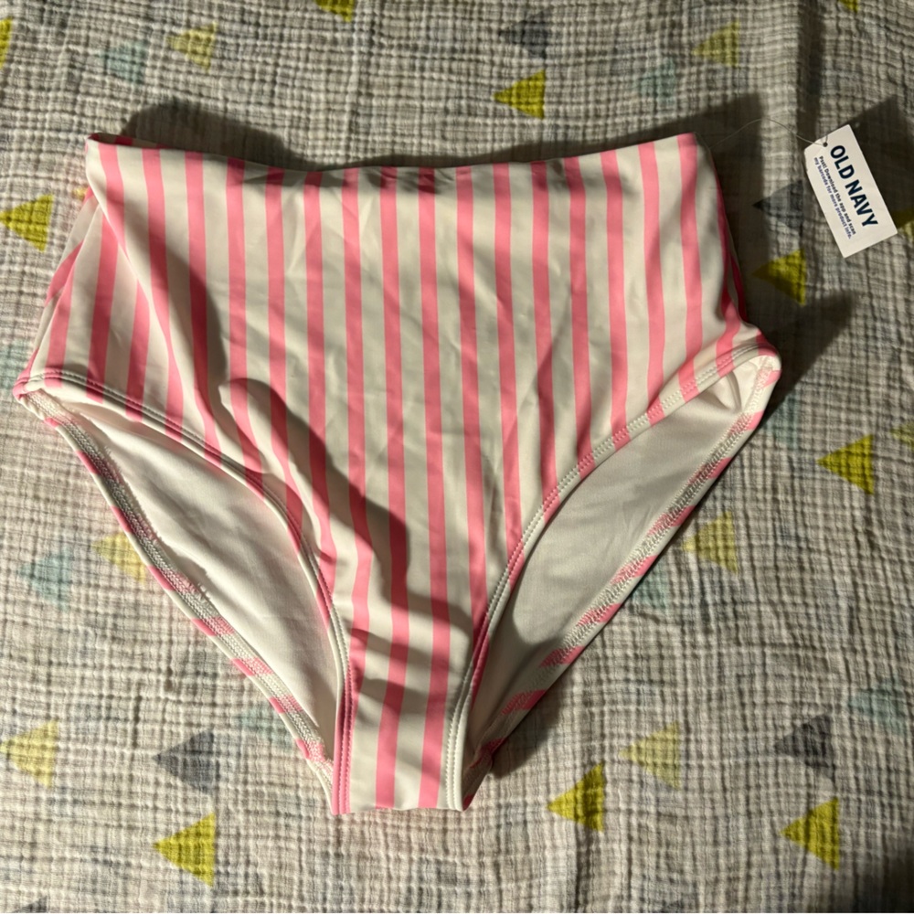 NWT Old Navy Pink and White Striped Swim Bottom